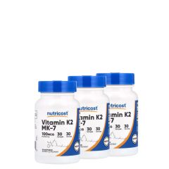 K2-Vitamin MK-7, Nutricost Vitamin K2 MK-7, 3x30 lágykapszula