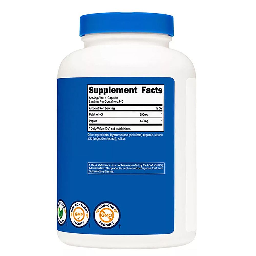 Emésztőenzim, Nutricost Betaine HCI + Pepsin, 3x240 kapszula Emésztőenzim, Nutricost Betaine HCI + Pepsin, 3x240 kapszula