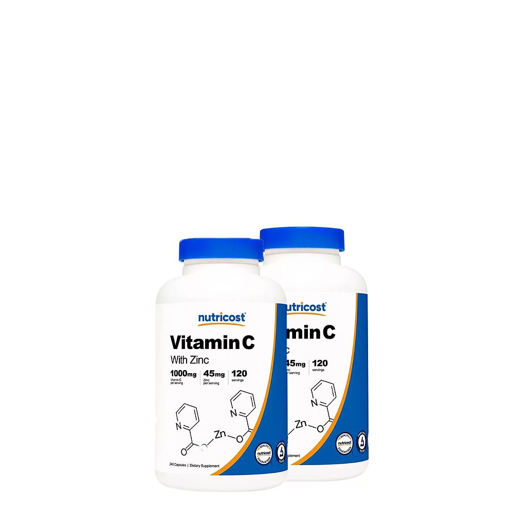C-Vitamin Cinkkel 1000 mg, Nutricost Vitamin C with Zinc, 2x240 kapszula C-Vitamin Cinkkel 1000 mg, Nutricost Vitamin C with Zinc, 2x240 kapszula