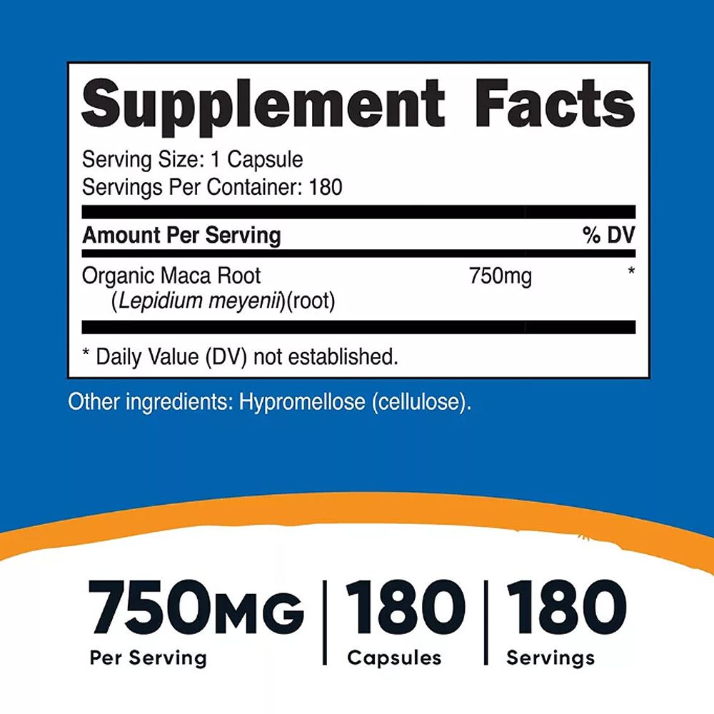 Maca gyökér 750 mg, Nutricost Maca Root, 2x180 kapszula Maca gyökér 750 mg, Nutricost Maca Root, 2x180 kapszula