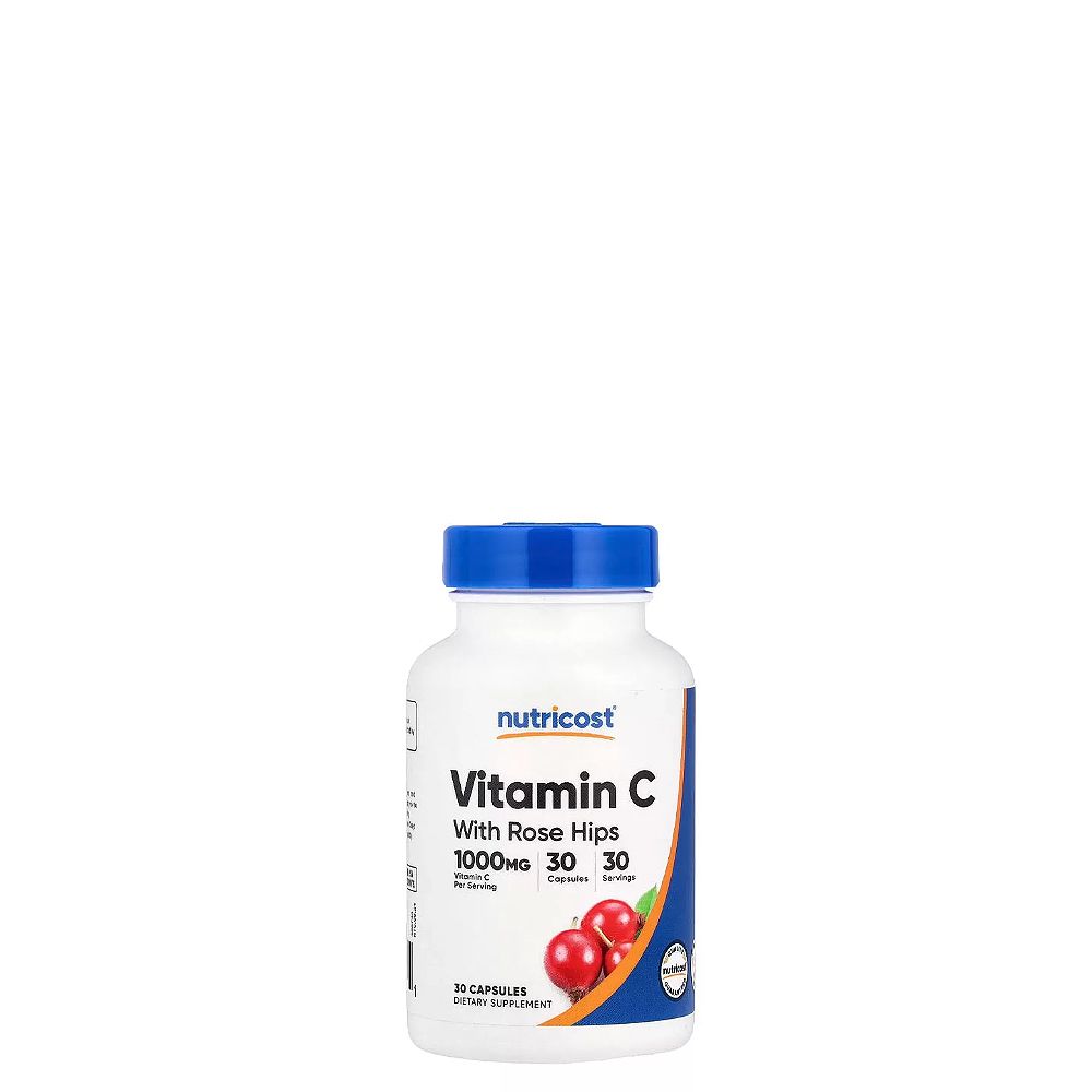 C-Vitamin 1000 mg Csipkebogyóval, Nutricost Vitamin C with Rose Hips, 30 kapszula C-Vitamin 1000 mg Csipkebogyóval, Nutricost Vitamin C with Rose Hips, 30 kapszula
