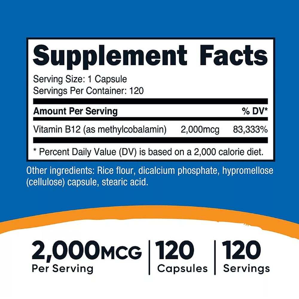 B12-Vitamin 2000 mcg, Nutricost Vitamin B12, 120 kapszula B12-Vitamin 2000 mcg, Nutricost Vitamin B12, 120 kapszula