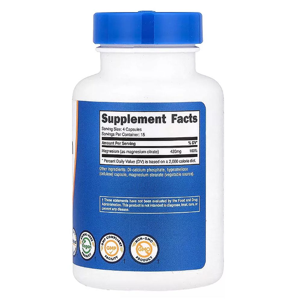 Magnézium Citrát 420 mg, Nutricost Magnesium Citrate, 60 kapszula Magnézium Citrát 420 mg, Nutricost Magnesium Citrate, 60 kapszula