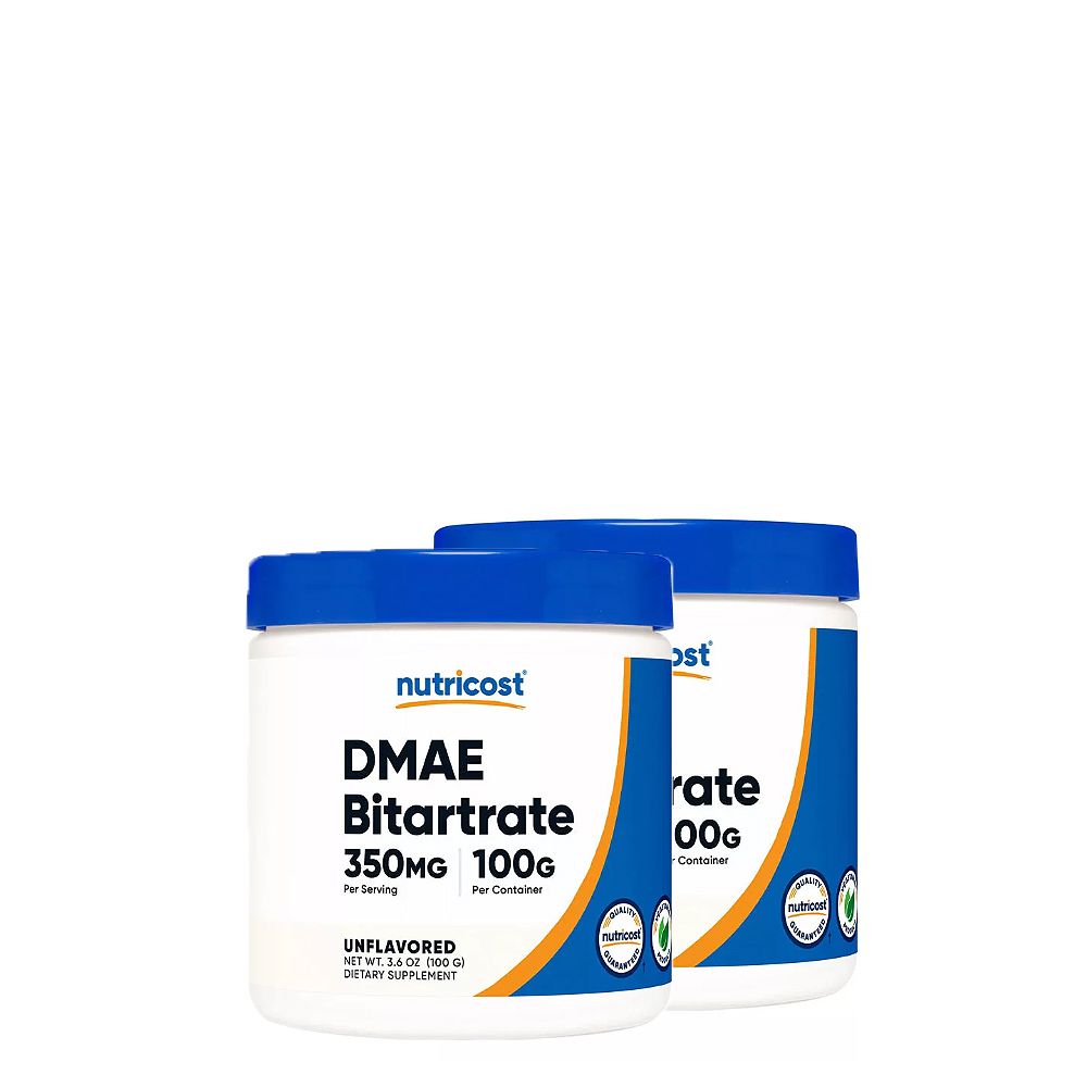 DMAE-bitartarát 350 mg, Nutricost DMAE Bitartrate, 2x100 g DMAE-bitartarát 350 mg, Nutricost DMAE Bitartrate, 2x100 g