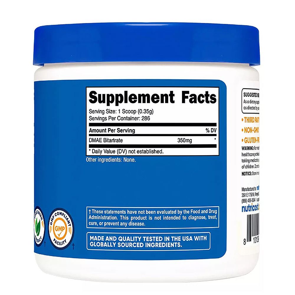 DMAE-bitartarát 350 mg, Nutricost DMAE Bitartrate, 3x100 g DMAE-bitartarát 350 mg, Nutricost DMAE Bitartrate, 3x100 g