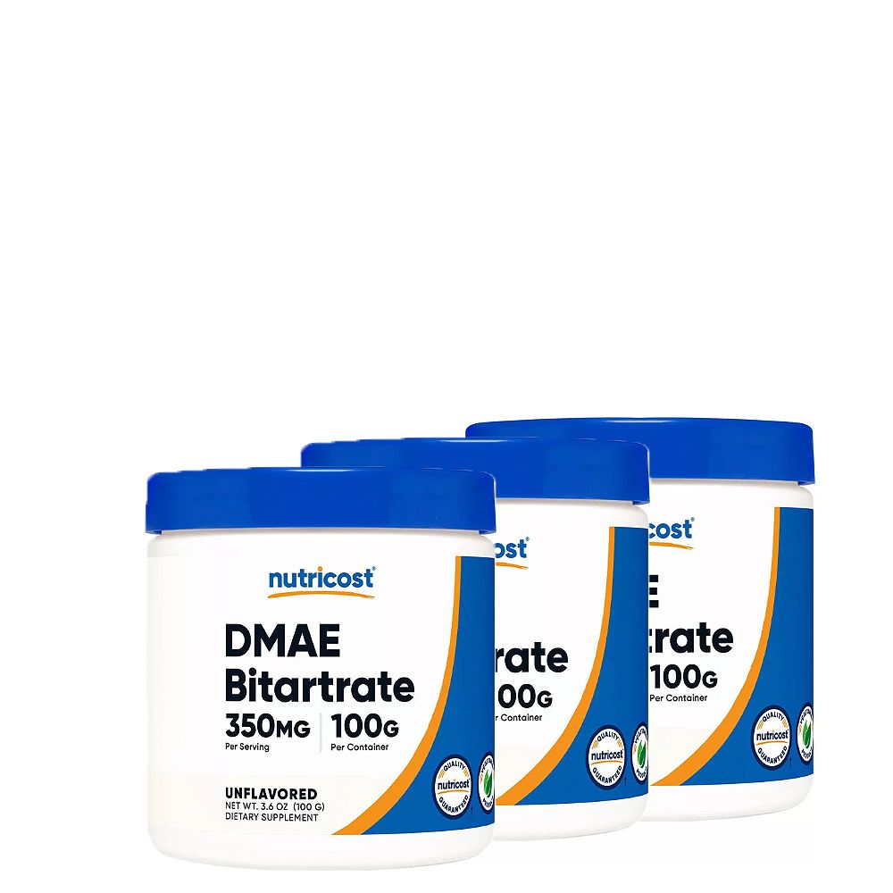 DMAE-bitartarát 350 mg, Nutricost DMAE Bitartrate, 3x100 g DMAE-bitartarát 350 mg, Nutricost DMAE Bitartrate, 3x100 g