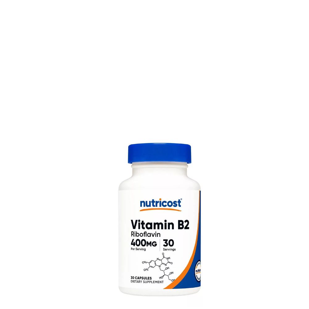 B2 Riboflavin 400 mg, Nutricost Vitamin B2 Riboflavin, 30 kapszula B2 Riboflavin 400 mg, Nutricost Vitamin B2 Riboflavin, 30 kapszula