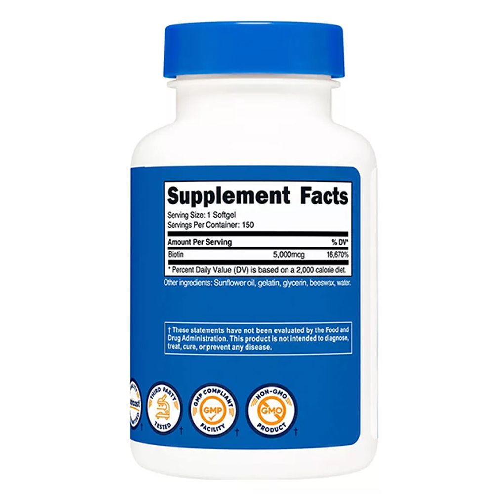 Biotin Kókuszolajban 5.000 mcg, Nutricost Biotin with Coconut Oil, 150 lágykapszula Biotin Kókuszolajban 5.000 mcg, Nutricost Biotin with Coconut Oil, 150 lágykapszula