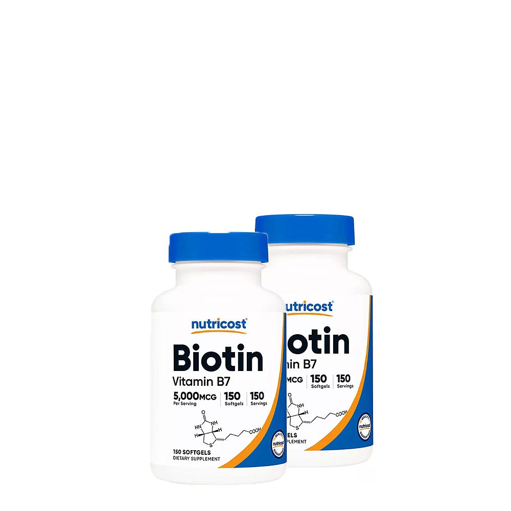 Biotin Kókuszolajban 5.000 mcg, Nutricost Biotin with Coconut Oil, 2x150 lágykapszula Biotin Kókuszolajban 5.000 mcg, Nutricost Biotin with Coconut Oil, 2x150 lágykapszula