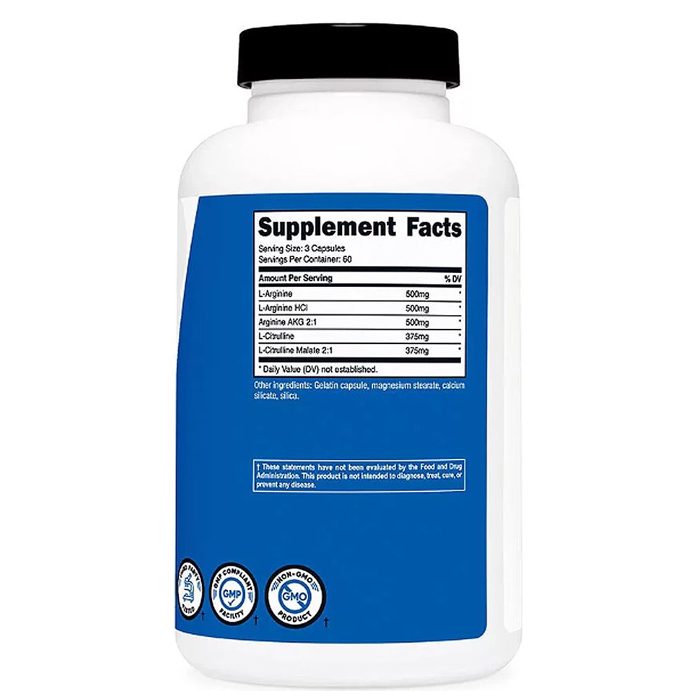 L-arginine Nitric Oxide Booster 750 mg, Nutricost Nitric Oxide Booster, 2x180 kapszula L-arginine Nitric Oxide Booster 750 mg, Nutricost Nitric Oxide Booster, 2x180 kapszula