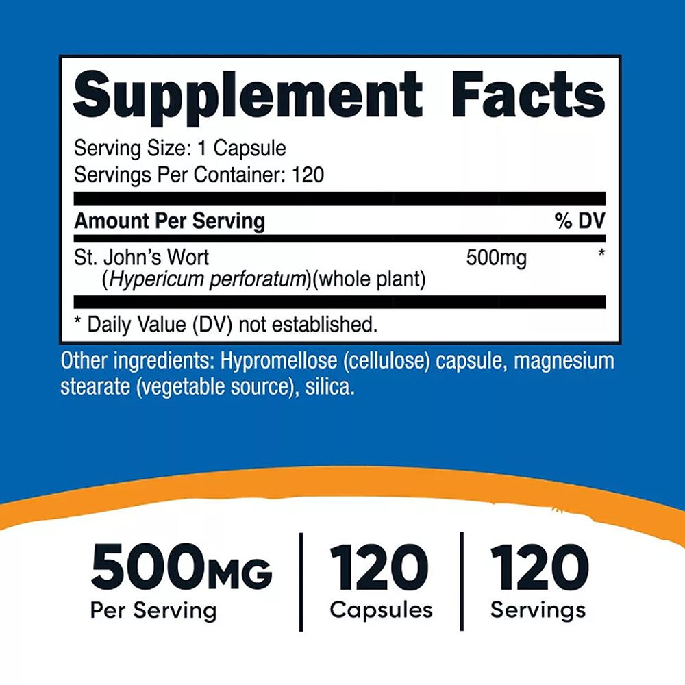 Orbáncfű 500 mg, Nutricost St. John's Wort, 120 kapszula Orbáncfű 500 mg, Nutricost St. John's Wort, 120 kapszula