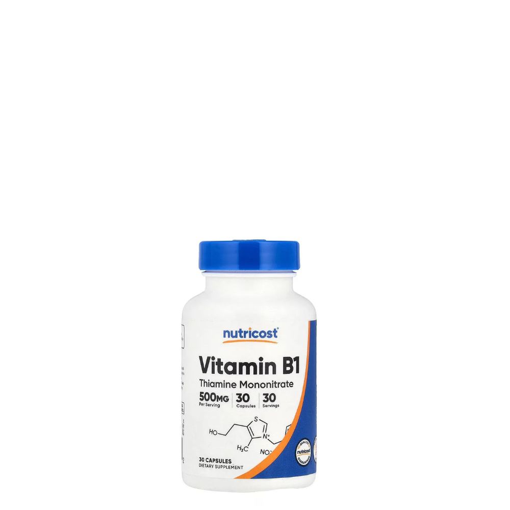 B1-Vitamin Tiaminnal 500 mg, Nutricost Vitamin B1 Thiamine, 30 kapszula B1-Vitamin Tiaminnal 500 mg, Nutricost Vitamin B1 Thiamine, 30 kapszula