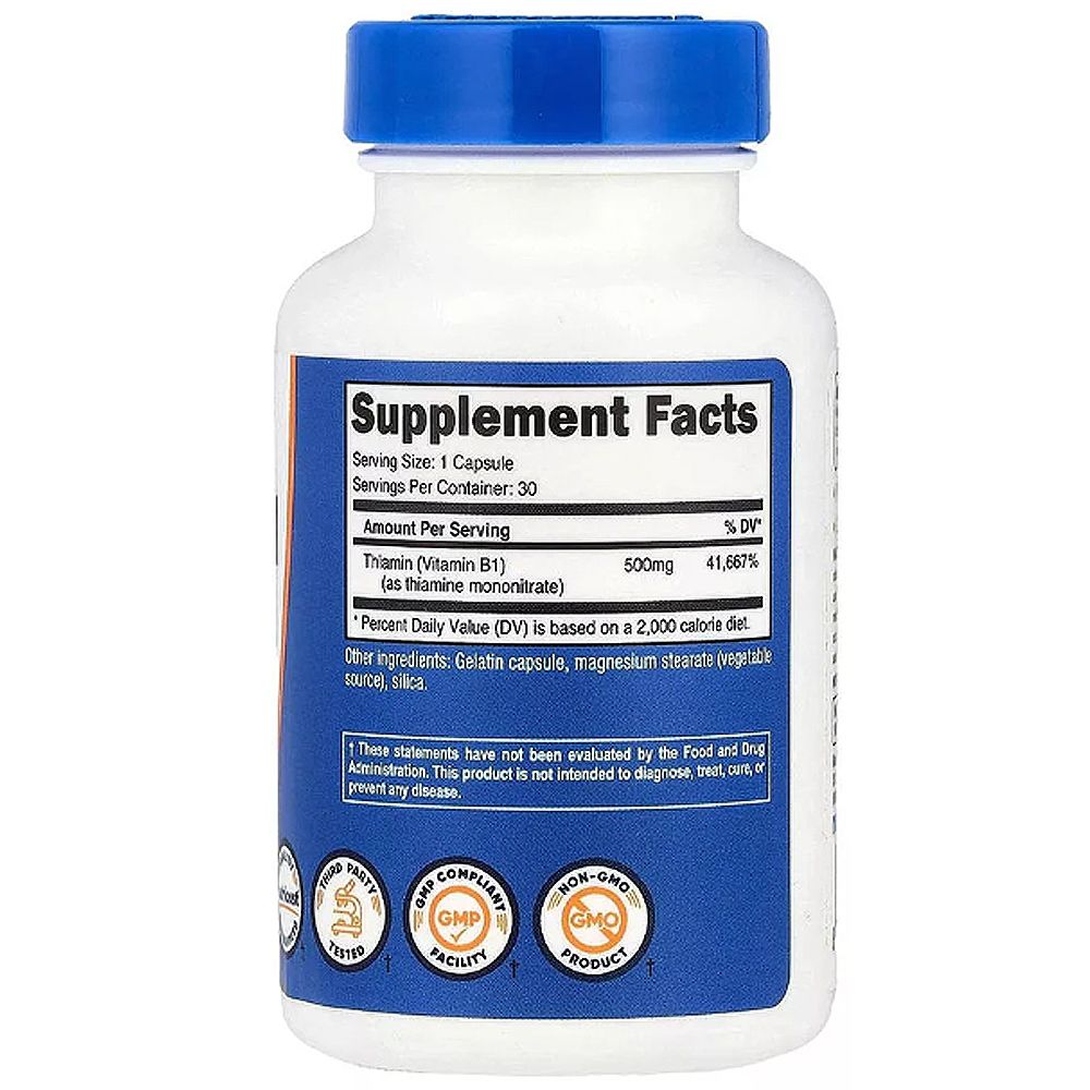 B1-Vitamin Tiaminnal 500 mg, Nutricost Vitamin B1 Thiamine, 2x30 kapszula B1-Vitamin Tiaminnal 500 mg, Nutricost Vitamin B1 Thiamine, 2x30 kapszula