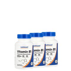 B1-Vitamin Tiaminnal 500 mg, Nutricost Vitamin B1 Thiamine, 3x30 kapszula