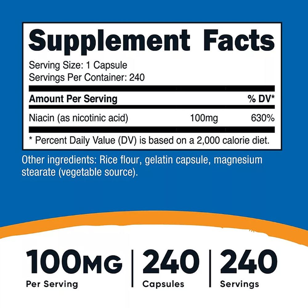 Niacin B3-Vitamin 100 mg, Nutricost Vitamin B3, 240 kapszula Niacin B3-Vitamin 100 mg, Nutricost Vitamin B3, 240 kapszula