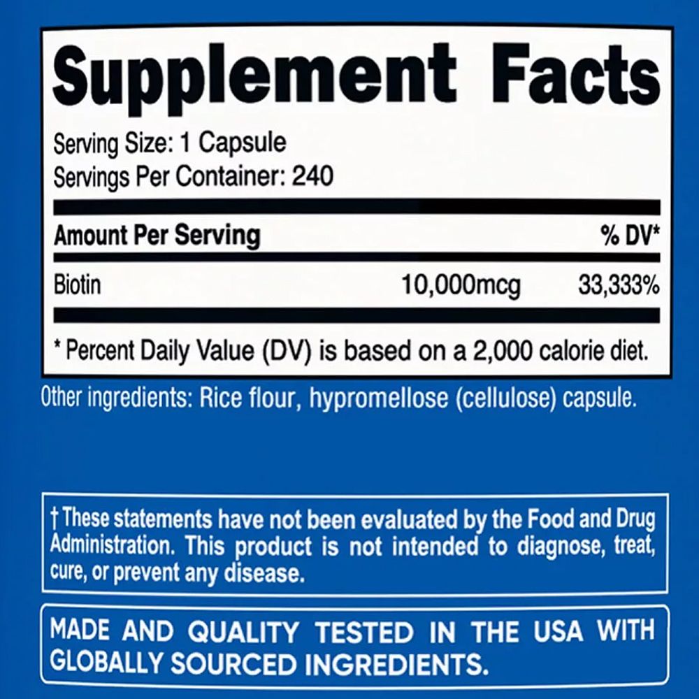 Biotin B7-Vitamin 10.000mcg, Nutricost Biotin, 2x240 kapszula Biotin B7-Vitamin 10.000mcg, Nutricost Biotin, 2x240 kapszula