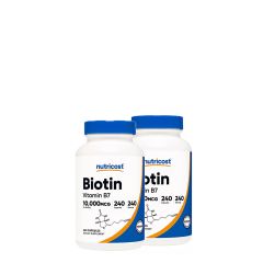 Biotin B7-Vitamin 10.000mcg, Nutricost Biotin, 2x240 kapszula