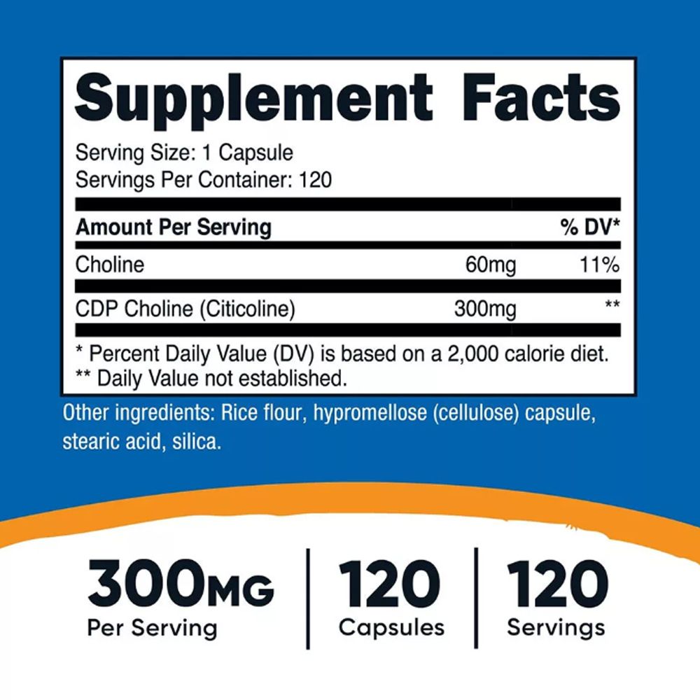 CPD Choline Citicoline 300 mg, Nutricost CDP Choline, 3x120 kapszula CPD Choline Citicoline 300 mg, Nutricost CDP Choline, 3x120 kapszula