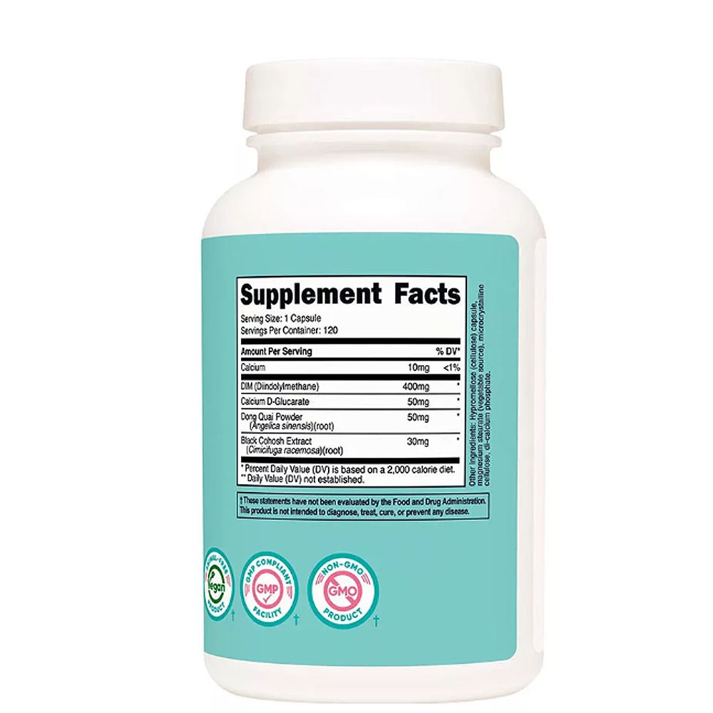 DIM Kálicummal és Dong Quai, Nutricost DIM for Women 400 mg, 2x120 kapszula DIM Kálicummal és Dong Quai, Nutricost DIM for Women 400 mg, 2x120 kapszula