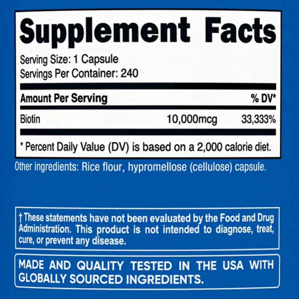 Biotin 10.000 mcg, Nutricost Biotin, 120 kapszula Biotin 10.000 mcg, Nutricost Biotin, 120 kapszula