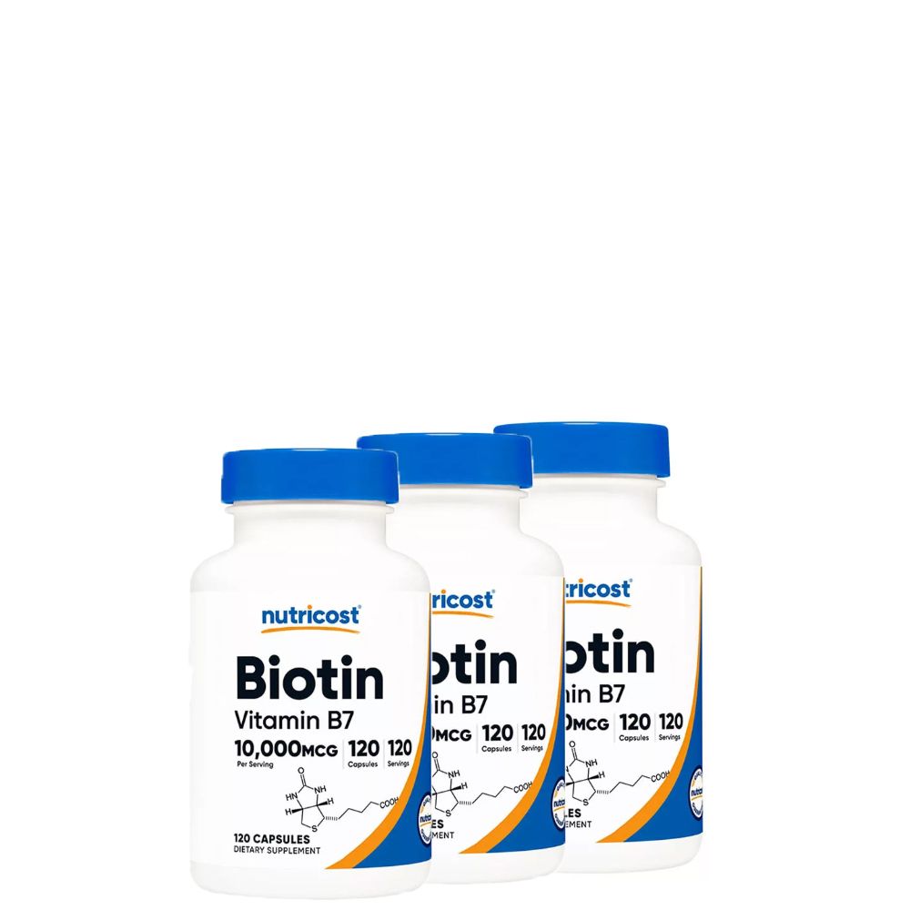 Biotin 10.000 mcg, Nutricost Biotin, 3x120 kapszula Biotin 10.000 mcg, Nutricost Biotin, 3x120 kapszula