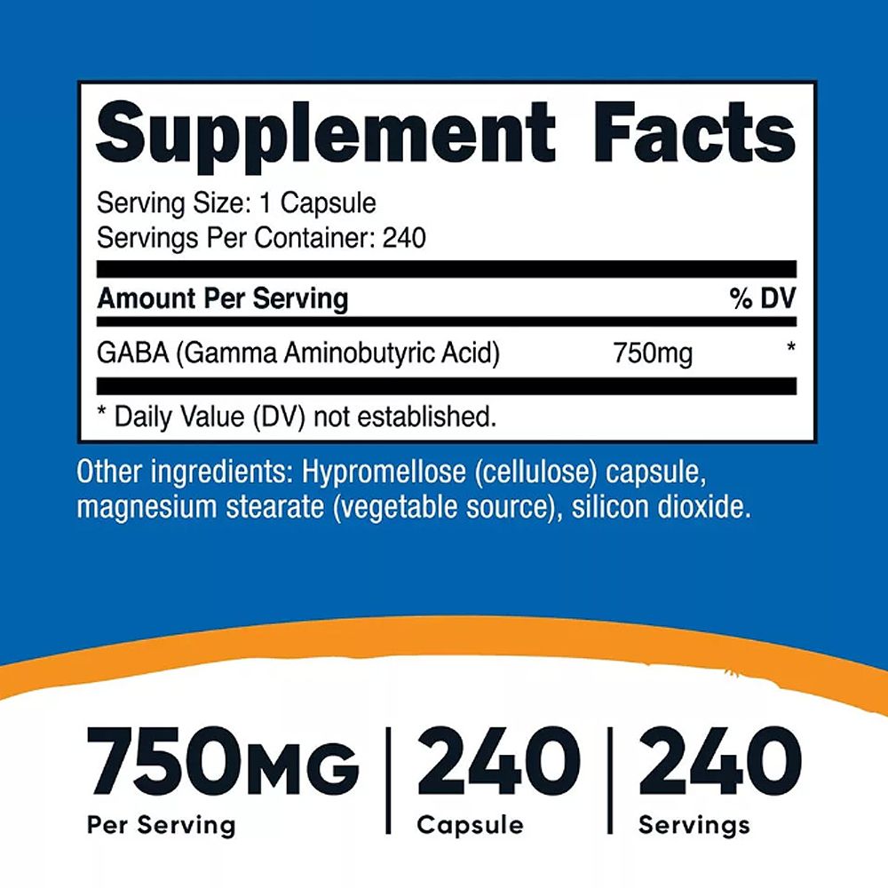 Gaba 750 mg, Nutricost GABA, 2x240 kapszula Gaba 750 mg, Nutricost GABA, 2x240 kapszula