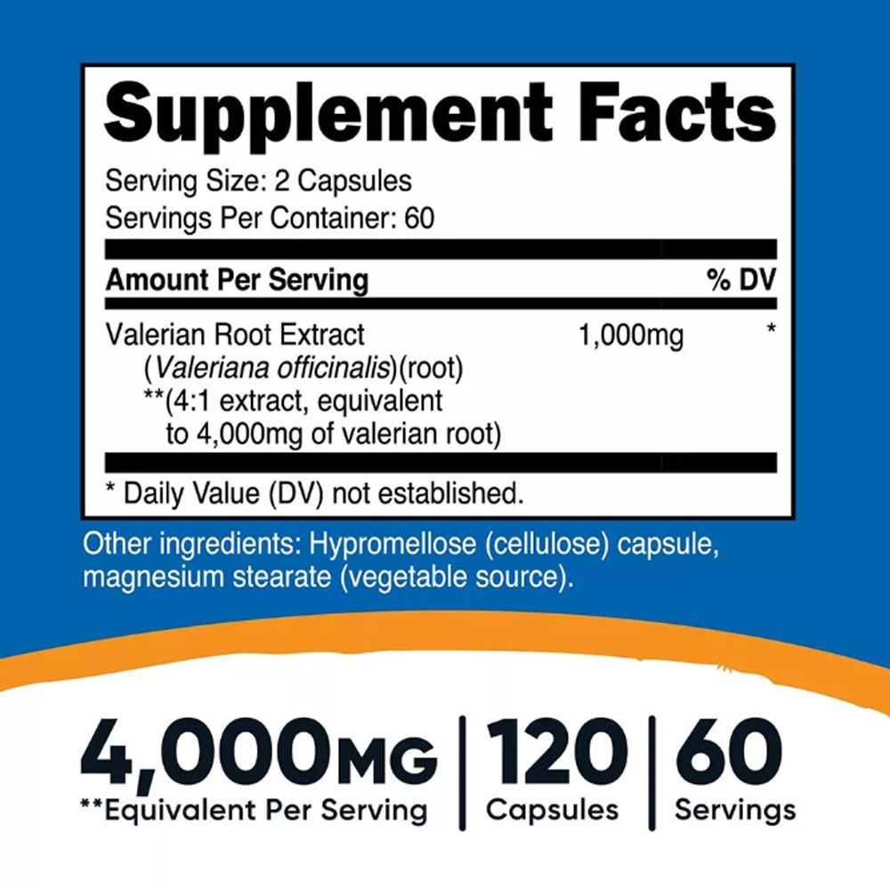 Valeriana gyökér 4.000 mg, Nutricost Valerian Root, 2x120 kapszula Valeriana gyökér 4.000 mg, Nutricost Valerian Root, 2x120 kapszula