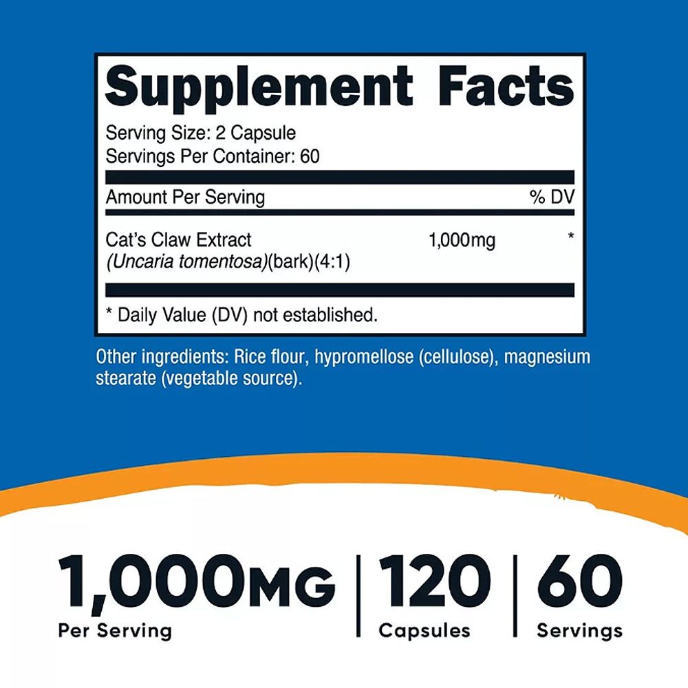 Macskakarom 1000 mg, Nutricost Cat's Claw, 2x120 kapszula Macskakarom 1000 mg, Nutricost Cat's Claw, 2x120 kapszula