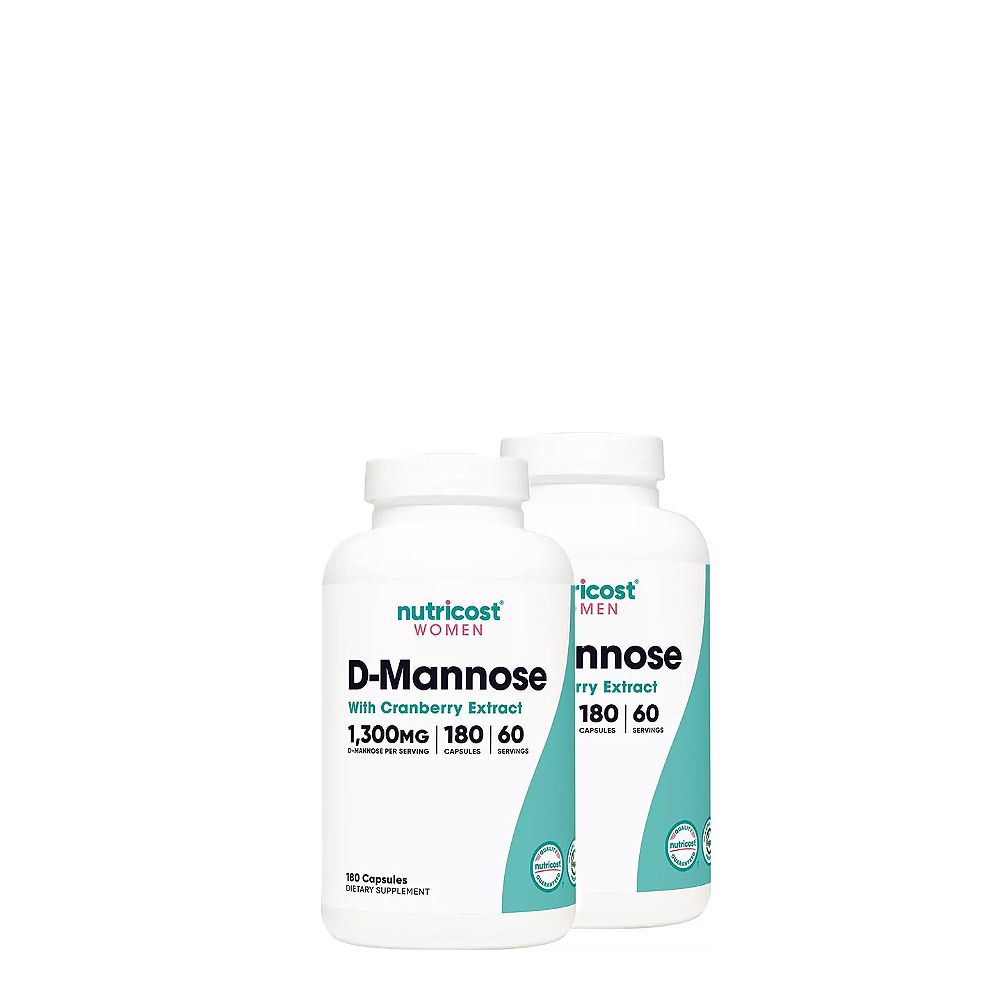 D-Mannóz 1300 mg Áfonya Kivonattal, Nutricost D-Mannose with Cranberry Extract for Women, 2x180 kapszula
