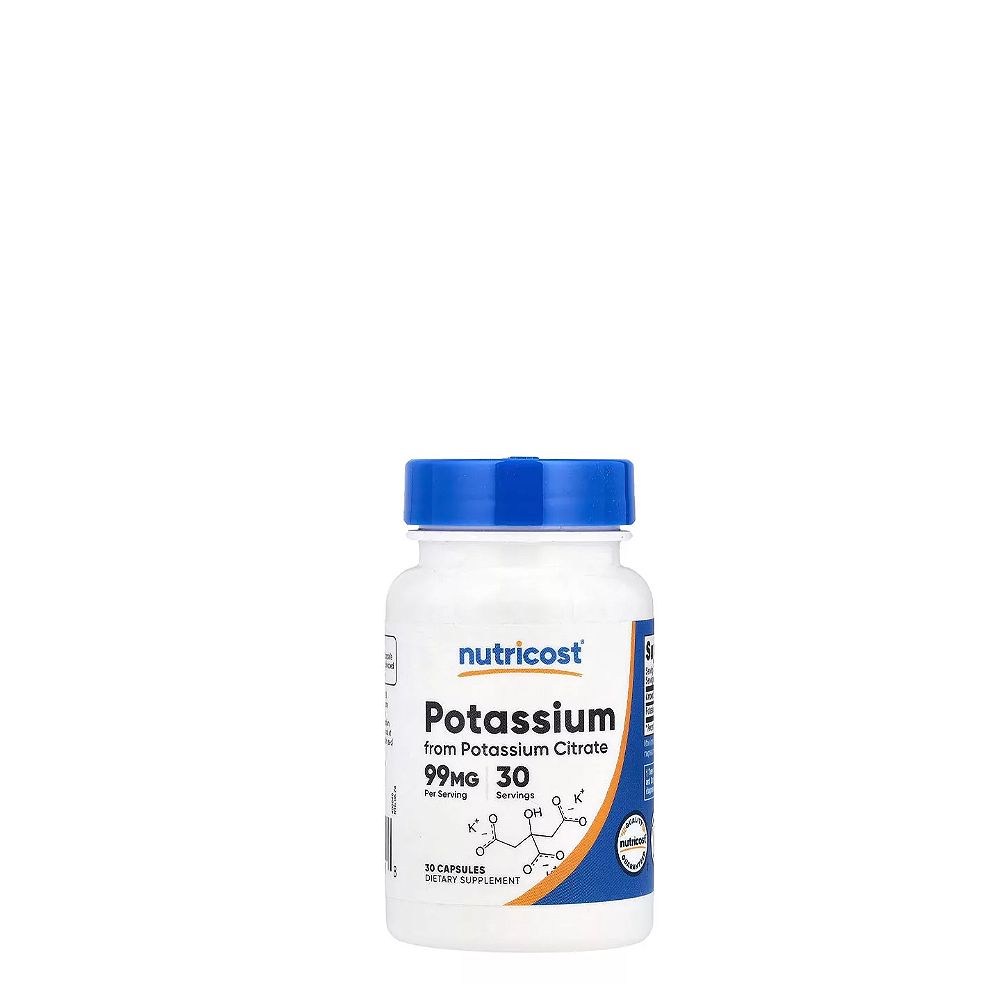 Kálium-Citrát 99 mg, Nutricost Potassium Citrate, 30 kapszula Kálium-Citrát 99 mg, Nutricost Potassium Citrate, 30 kapszula