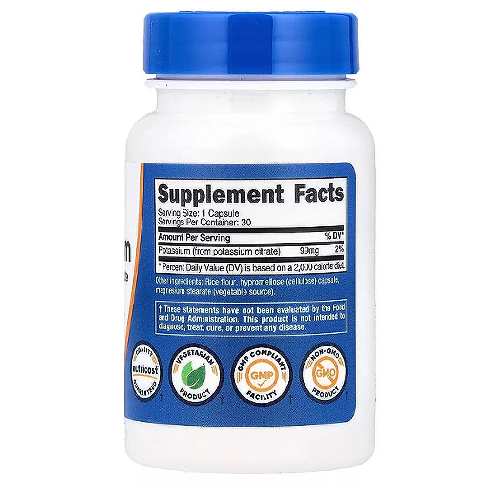 Kálium-Citrát 99 mg, Nutricost Potassium Citrate, 3x30 kapszula Kálium-Citrát 99 mg, Nutricost Potassium Citrate, 3x30 kapszula