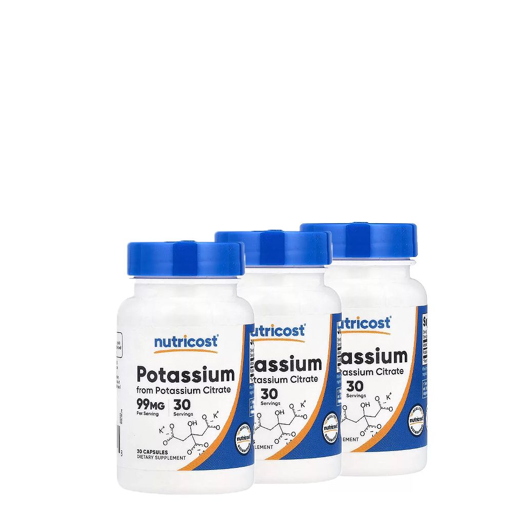 Kálium-Citrát 99 mg, Nutricost Potassium Citrate, 3x30 kapszula Kálium-Citrát 99 mg, Nutricost Potassium Citrate, 3x30 kapszula