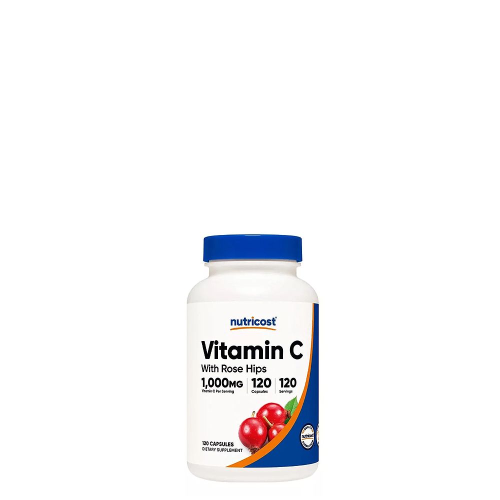 C-Vitamin 1000 mg Csipkebogyóval, Nutricost Vitamin C with Rose Hips, 120 kapszula C-Vitamin 1000 mg Csipkebogyóval, Nutricost Vitamin C with Rose Hips, 120 kapszula