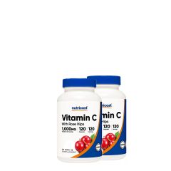 C-Vitamin 1000 mg Csipkebogyóval, Nutricost Vitamin C with Rose Hips, 2x120 kapszula
