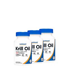 Krillolaj 1.000 mg, Nutricost Krill Oil Complex, 3x60 lágykapszula