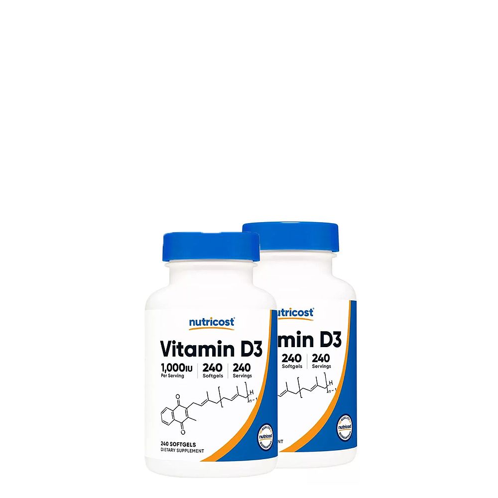 D3-Vitamin 1.000 IU, Nutricost Vitamin D3, 2x240 lágykapszula D3-Vitamin 1.000 IU, Nutricost Vitamin D3, 2x240 lágykapszula