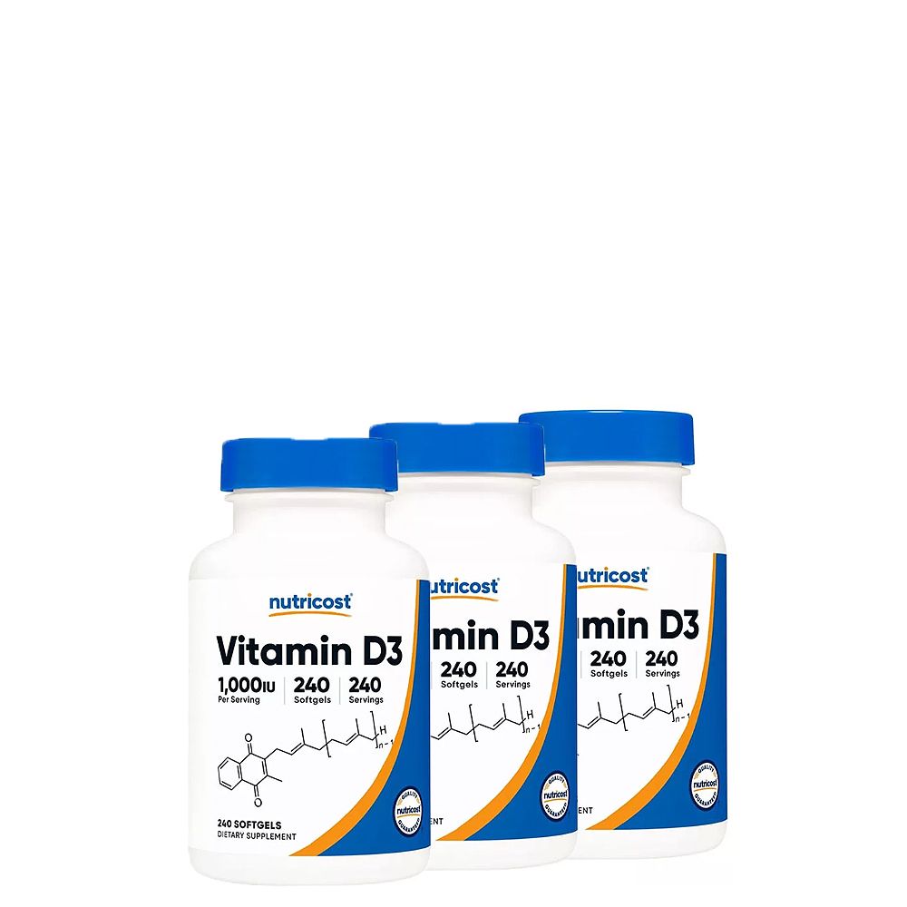 D3-Vitamin 1.000 IU, Nutricost Vitamin D3, 3x240 lágykapszula D3-Vitamin 1.000 IU, Nutricost Vitamin D3, 3x240 lágykapszula