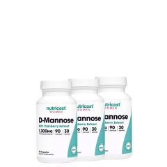 D-Mannóz 1300 mg Áfonya Kivonattal, Nutricost D-Mannose with Cranberry Extract for Women, 3x90 kapszula