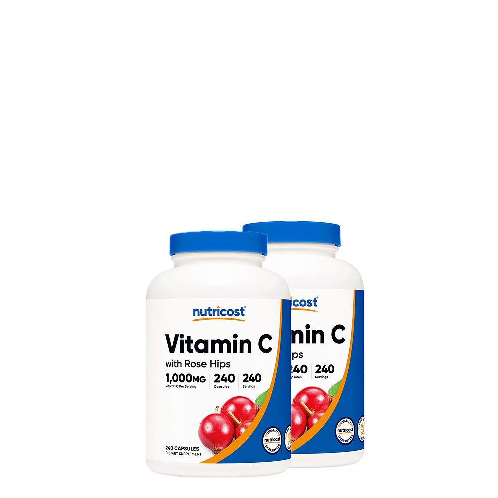 C-Vitamin 1000 mg Csipkebogyóval, Nutricost Vitamin C with Rose Hips, 2x240 kapszula C-Vitamin 1000 mg Csipkebogyóval, Nutricost Vitamin C with Rose Hips, 2x240 kapszula