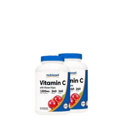 C-Vitamin 1000 mg Csipkebogyóval, Nutricost Vitamin C with Rose Hips, 2x240 kapszula