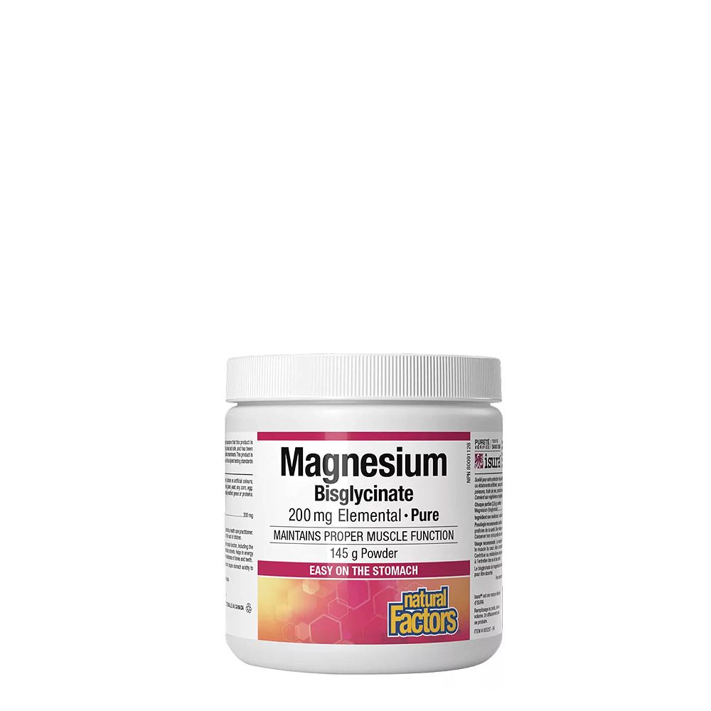 Magnézium Biszglicinát 200 mg, Natural Factors Magnesium Bisglycinate Pure, 145 g Magnézium Biszglicinát 200 mg, Natural Factors Magnesium Bisglycinate Pure, 145 g