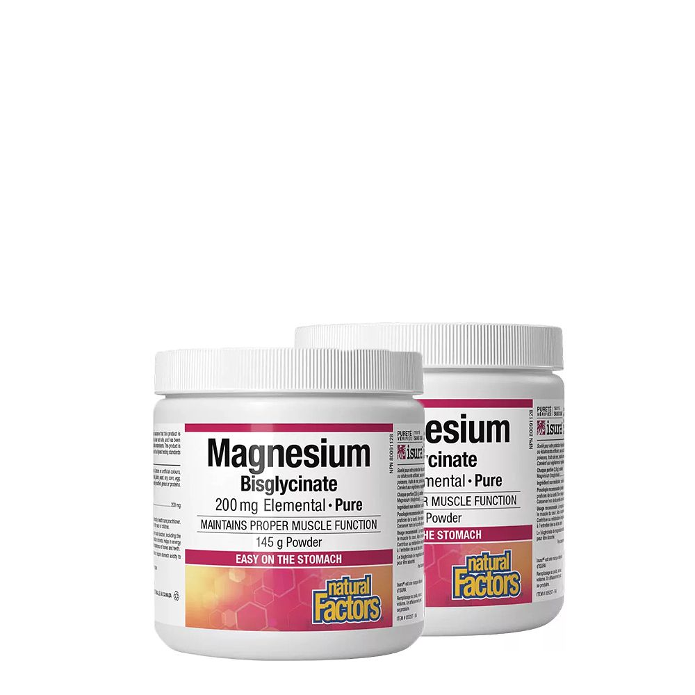 Magnézium Biszglicinát 200 mg, Natural Factors Magnesium Bisglycinate Pure, 2x145 g Magnézium Biszglicinát 200 mg, Natural Factors Magnesium Bisglycinate Pure, 2x145 g
