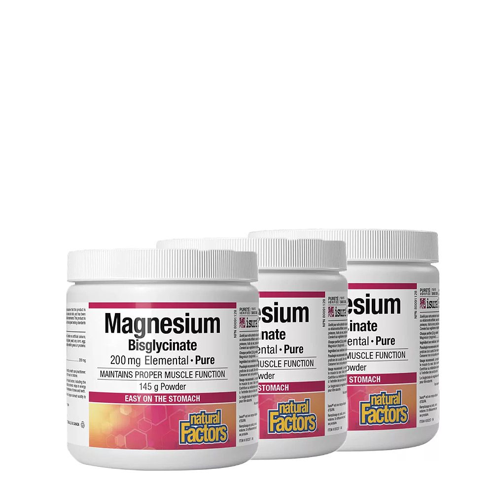 Magnézium Biszglicinát 200 mg, Natural Factors Magnesium Bisglycinate Pure, 3x145 g Magnézium Biszglicinát 200 mg, Natural Factors Magnesium Bisglycinate Pure, 3x145 g