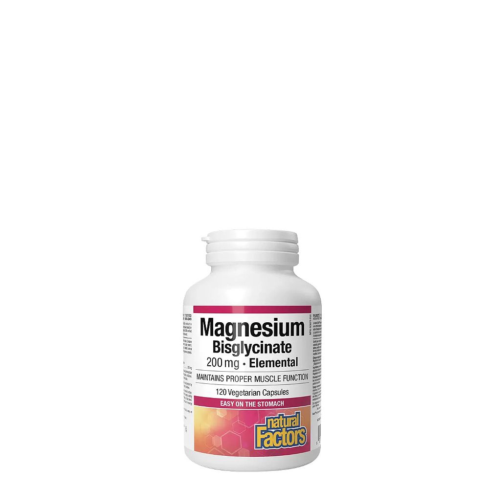 Magnézium Biszglicinát 200 mg, Natural Factors Magnesium Bisglycinate Pure, 120 kapszula Magnézium Biszglicinát 200 mg, Natural Factors Magnesium Bisglycinate Pure, 120 kapszula