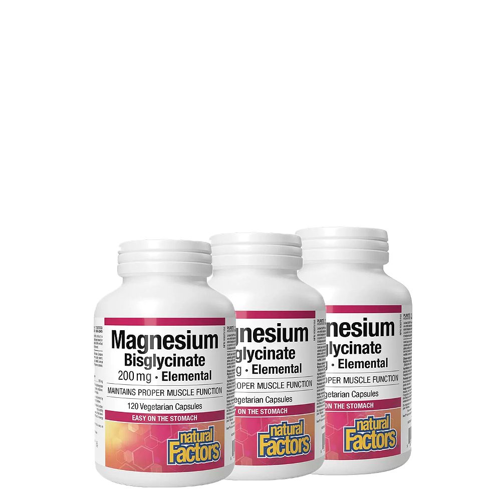 Magnézium Biszglicinát 200 mg, Natural Factors Magnesium Bisglycinate Pure, 3x120 kapszula Magnézium Biszglicinát 200 mg, Natural Factors Magnesium Bisglycinate Pure, 3x120 kapszula