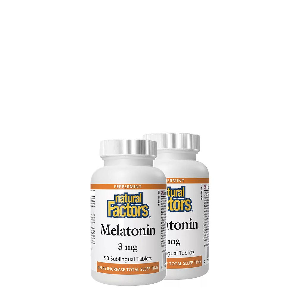 Melatonin 3 mg, Natural Factors Melatonin, 2x90 tabletta menta íz Melatonin 3 mg, Natural Factors Melatonin, 2x90 tabletta menta íz