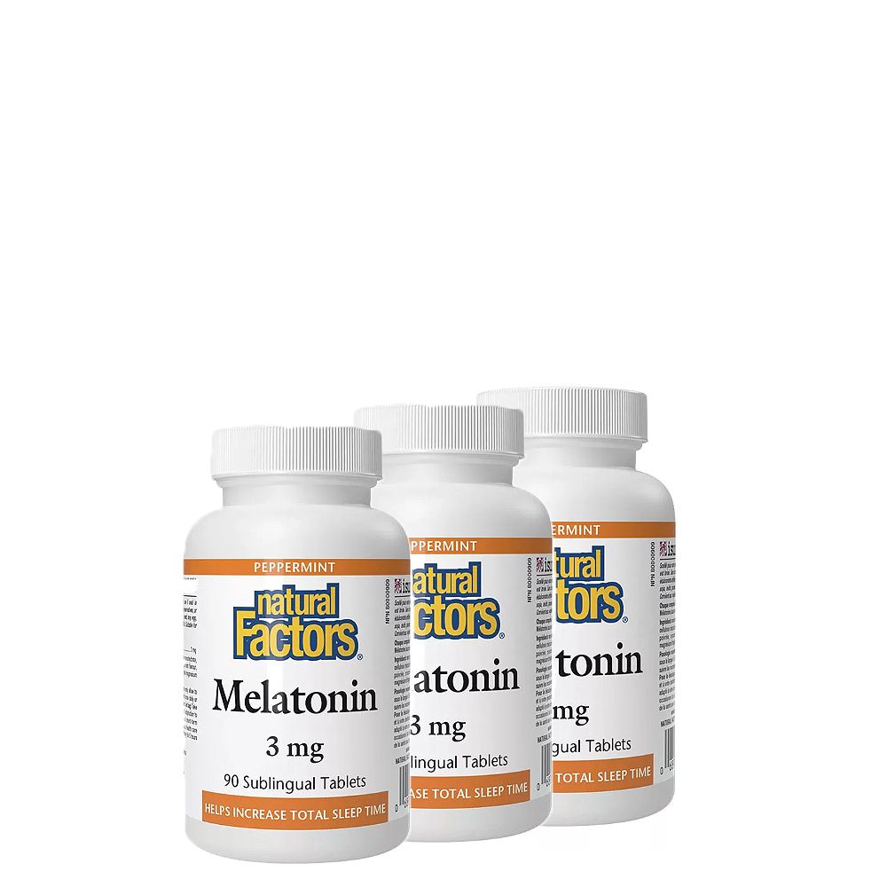 Melatonin 3 mg, Natural Factors Melatonin, 3x90 tabletta menta íz Melatonin 3 mg, Natural Factors Melatonin, 3x90 tabletta menta íz
