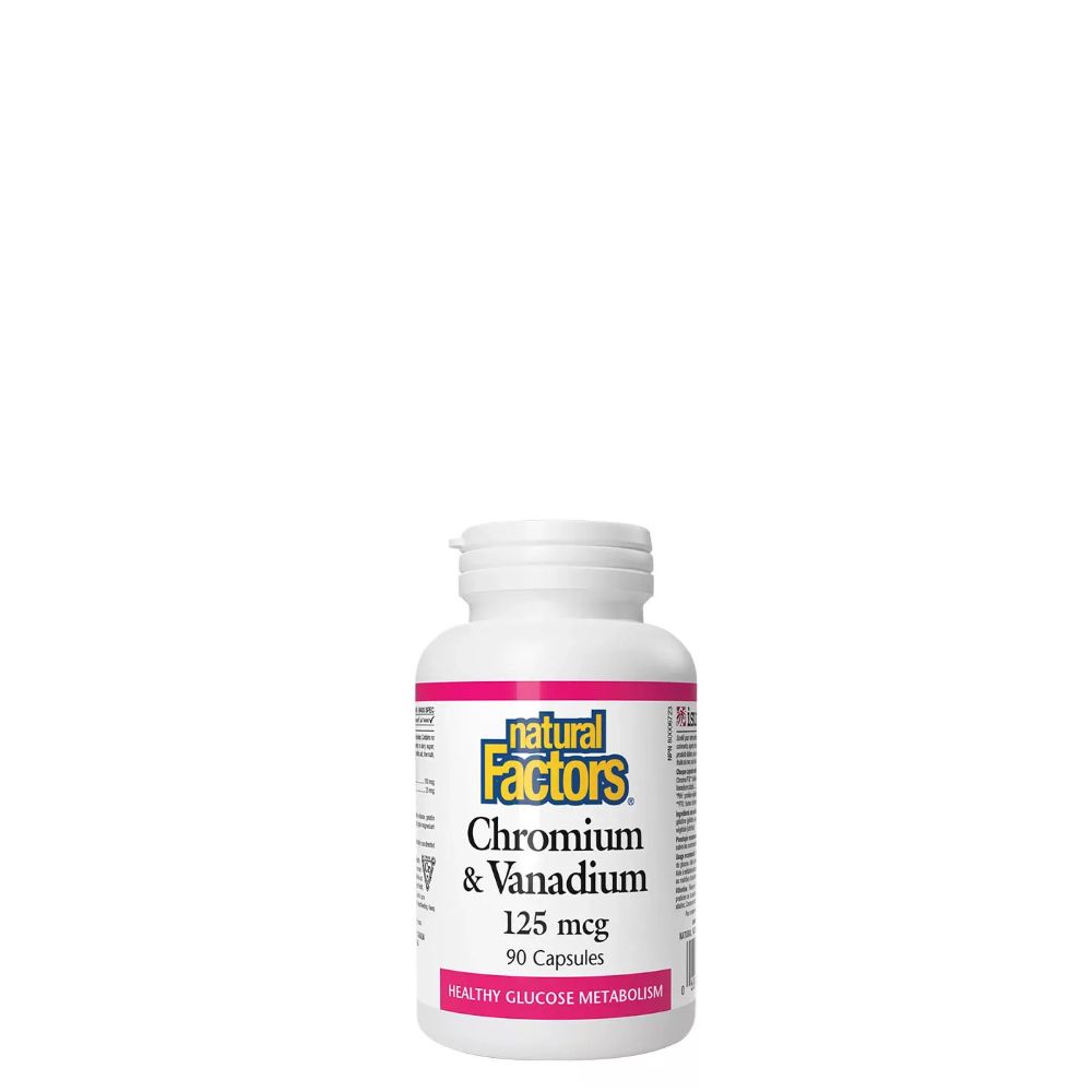 Krómium Vanadium 125 mcg, Natural Factors Chromium & Vanadium, 90 kapszula Krómium Vanadium 125 mcg, Natural Factors Chromium & Vanadium, 90 kapszula