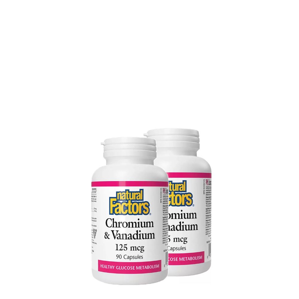 Krómium Vanadium 125 mcg, Natural Factors Chromium & Vanadium, 2x90 kapszula Krómium Vanadium 125 mcg, Natural Factors Chromium & Vanadium, 2x90 kapszula