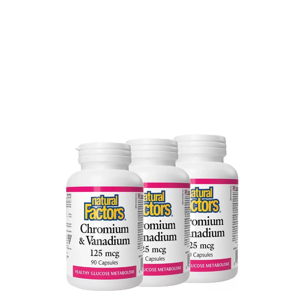 Krómium Vanadium 125 mcg, Natural Factors Chromium & Vanadium, 3x90 kapszula Krómium Vanadium 125 mcg, Natural Factors Chromium & Vanadium, 3x90 kapszula